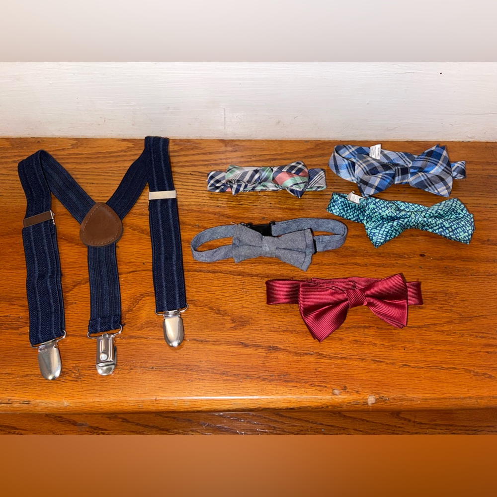 Kids Bow Tie and Suspender Set - Multicolor